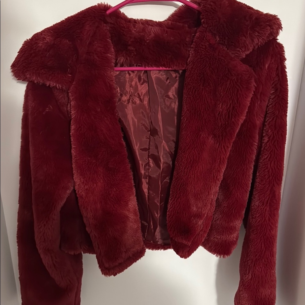 Women's Faux Fur Jacket in Rich Red